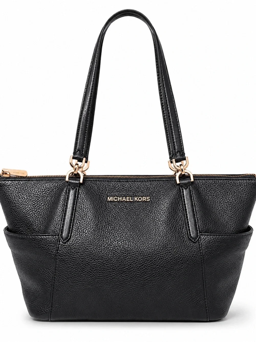 Michael Kors Bedford Large Black Pebbled Leather Tote Shoulder Bag